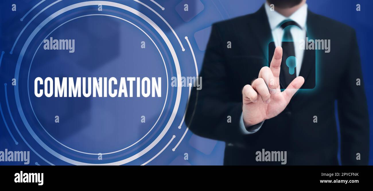 Conceptual caption Communication. Business idea Imparting or exchanging of information by speaking writing Stock Photo