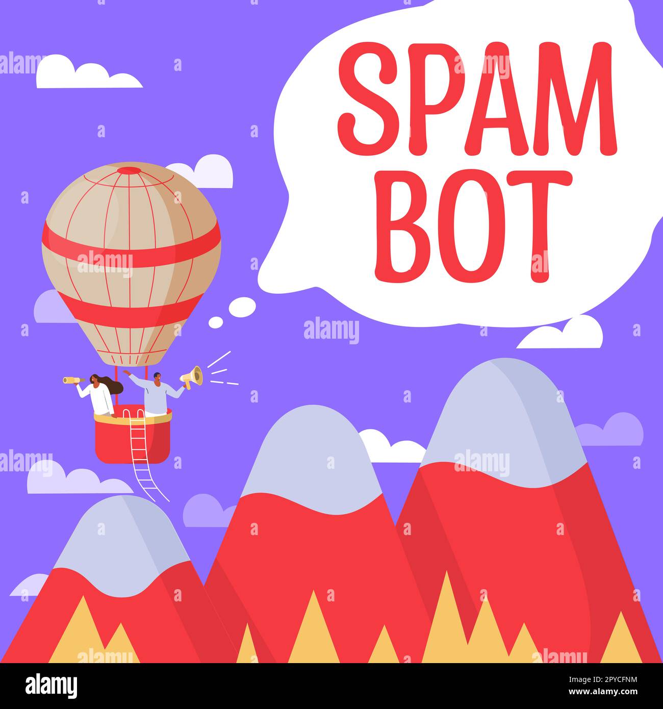 Sign displaying Spam Bot. Word for autonomous program on the Internet that sends spam to users Stock Photo