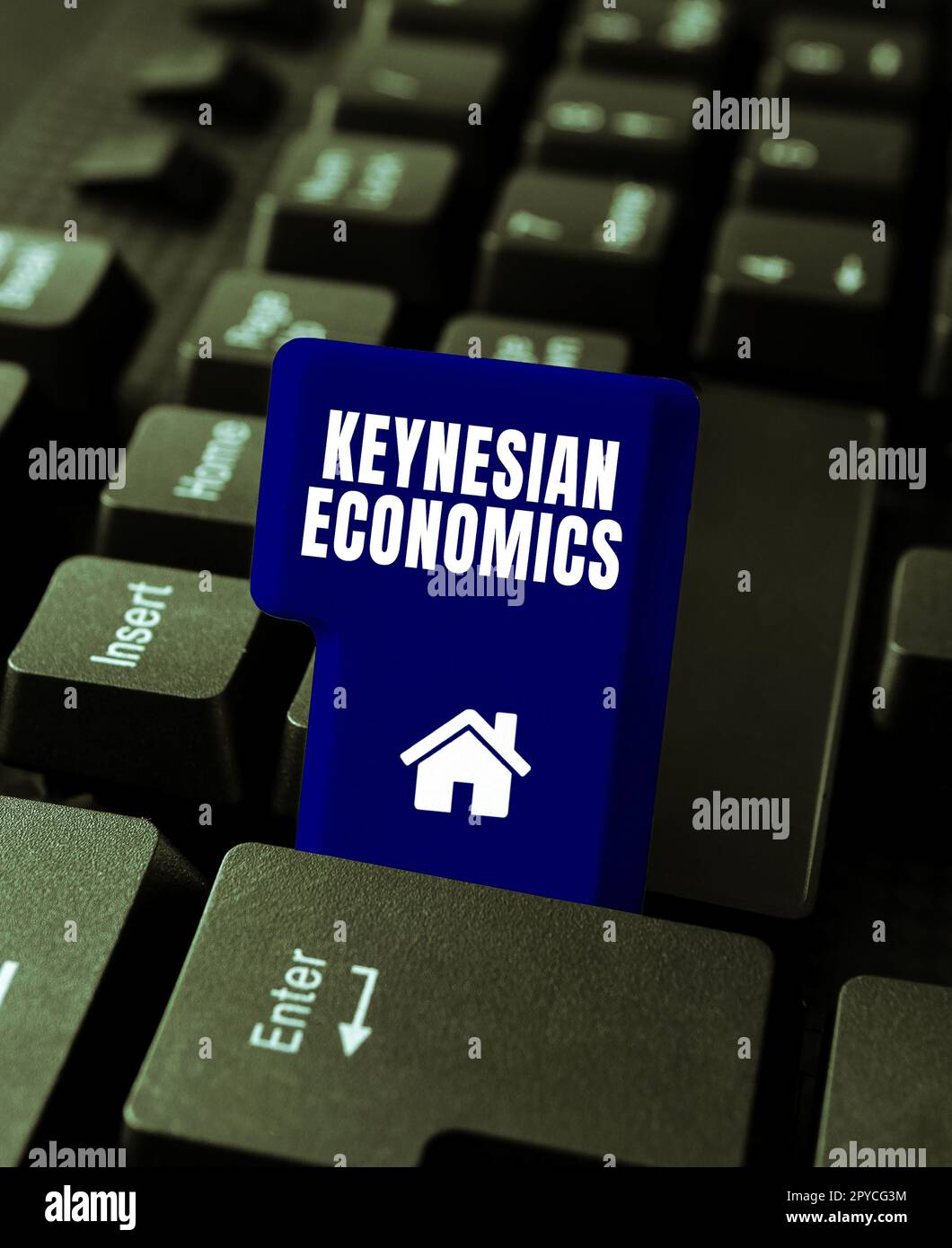 Text caption presenting Keynesian Economics. Word for monetary and fiscal programs by government to increase employment Stock Photo
