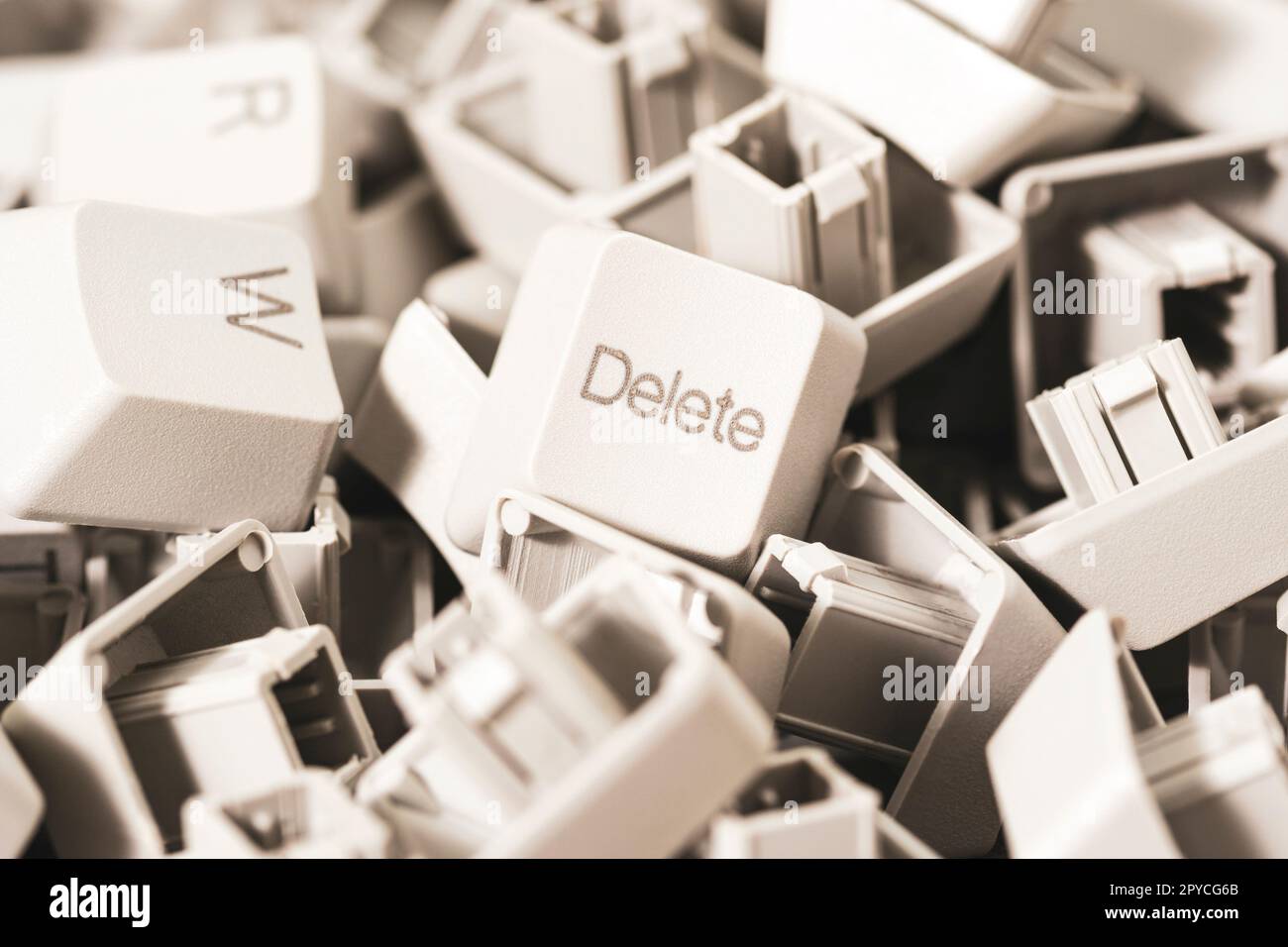 Macro view of a heap of computer keyboard keys Stock Photo