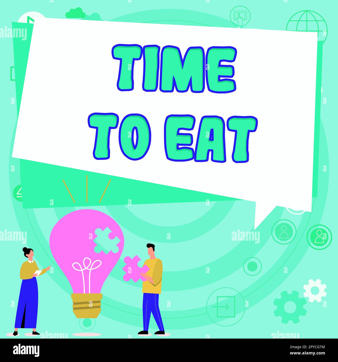 Sign displaying Time To Eat. Conceptual photo Right moment to enjoy a meal lunch dinner good food starving Stock Photo