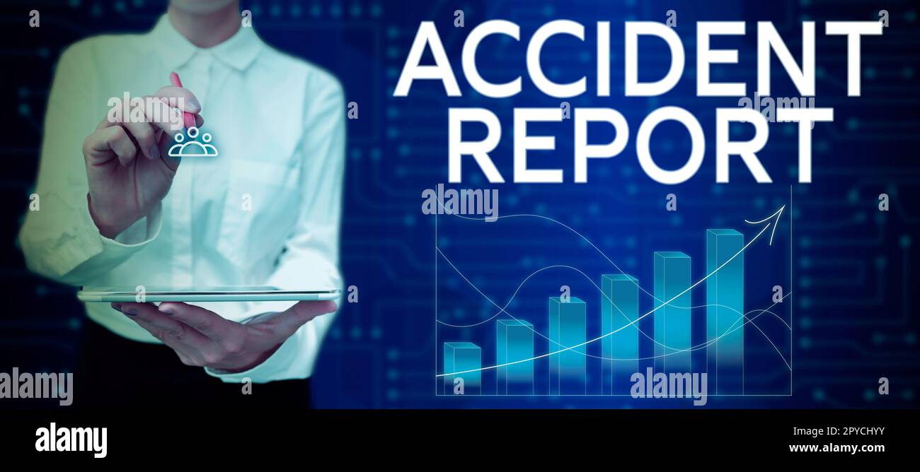 Text caption presenting Accident Report. Internet Concept A form that is filled out record details of an unusual event Stock Photo