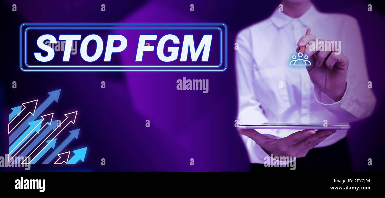 Handwriting text Stop Fgm. Business showcase Put an end on female genital cutting and female circumcision Stock Photo