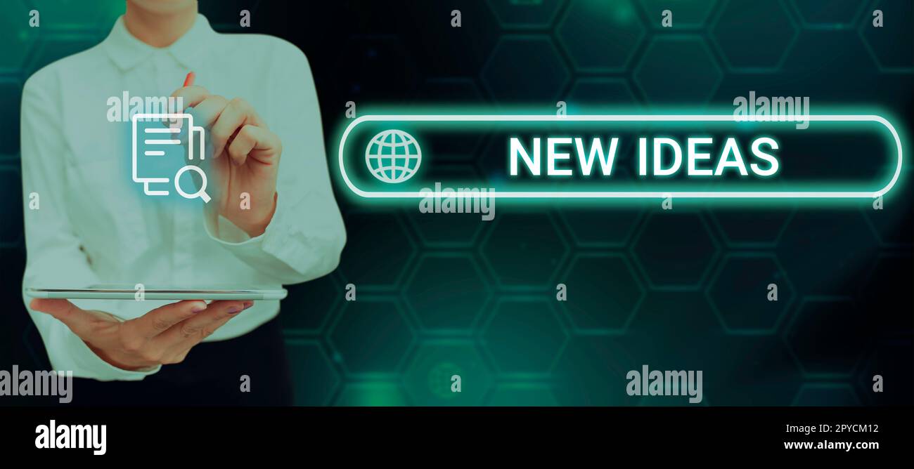 Text showing inspiration New Ideas. Business concept something original or fresh and more effective innovation Stock Photo