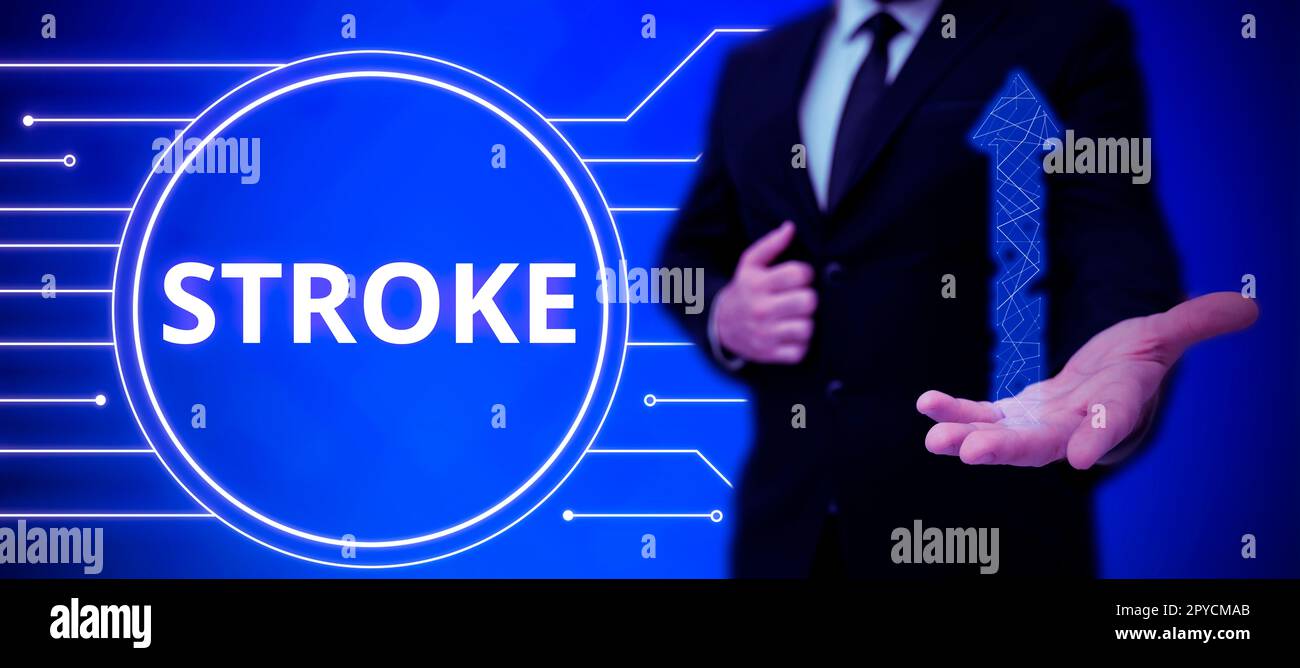 Text caption presenting Stroke. Word for act of hitting or striking