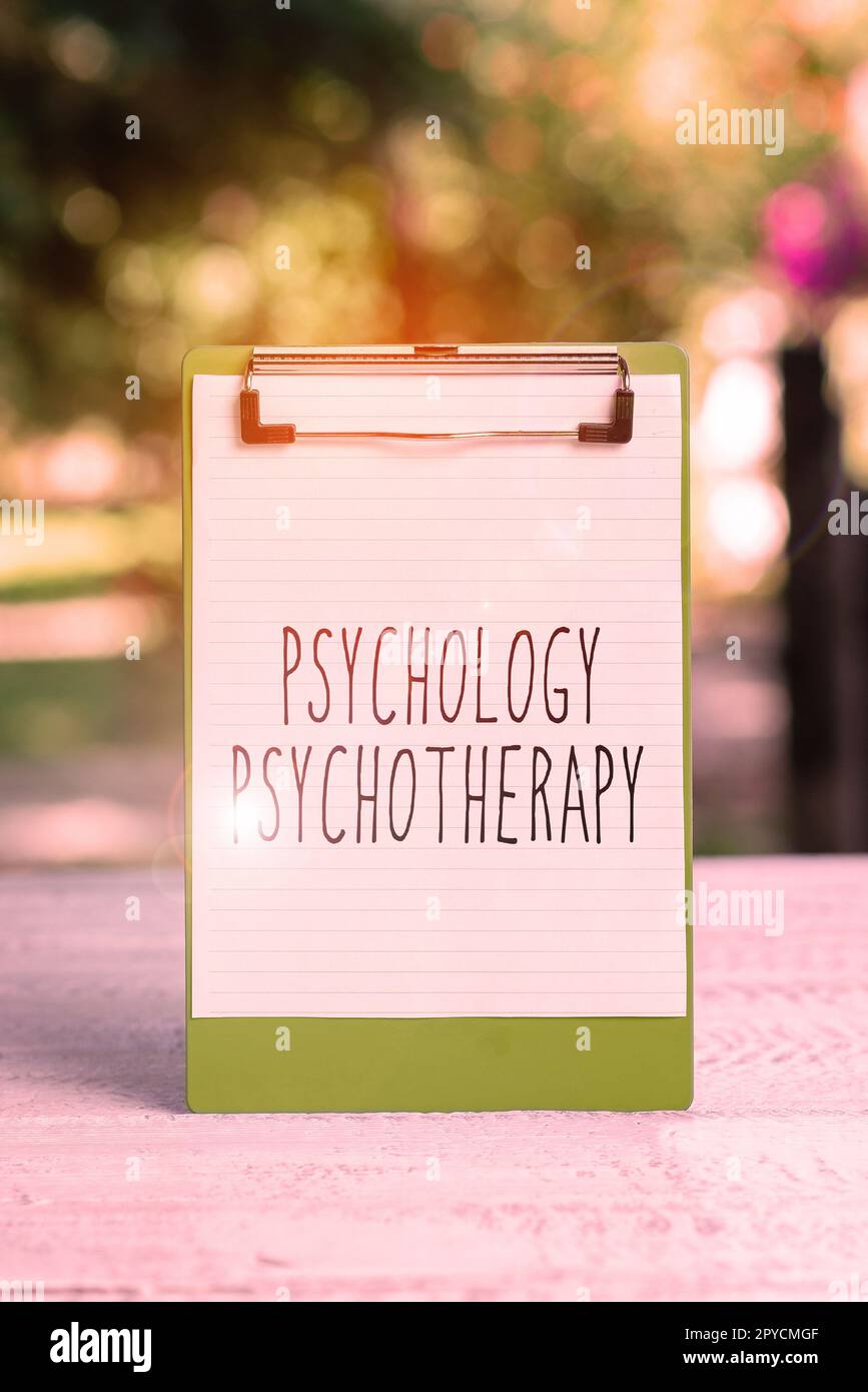 Conceptual caption Psychology Psychotherapy. Internet Concept use of a psychological method to treat mental illness Stock Photo