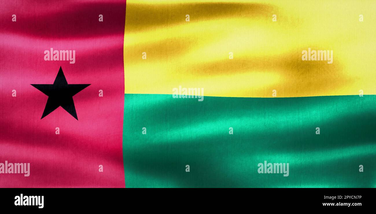 Guinea-Bissau flag - realistic waving fabric flag Stock Photo