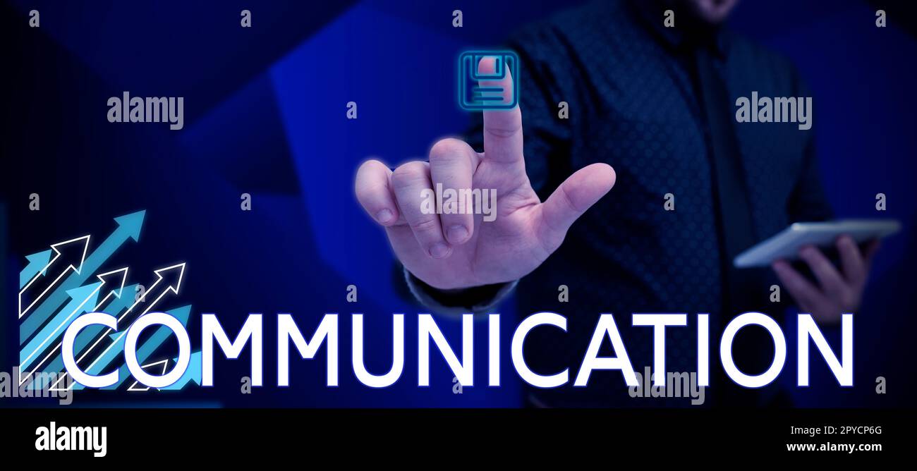 Sign displaying Communication. Business concept Imparting or exchanging of information by speaking writing Stock Photo