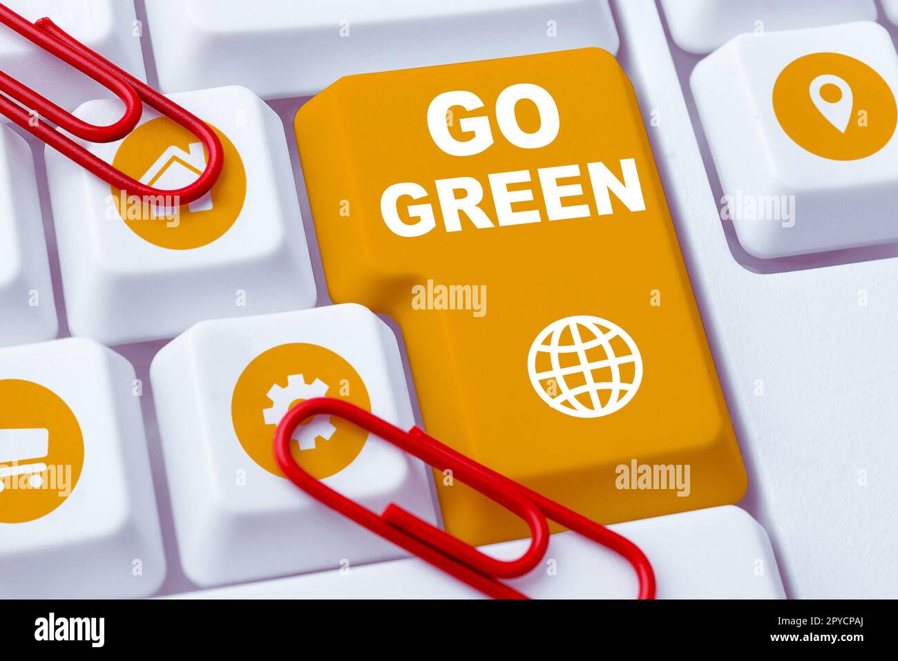 Conceptual display Go Green. Internet Concept making more environmentally friendly decisions as reduce recycle Stock Photo