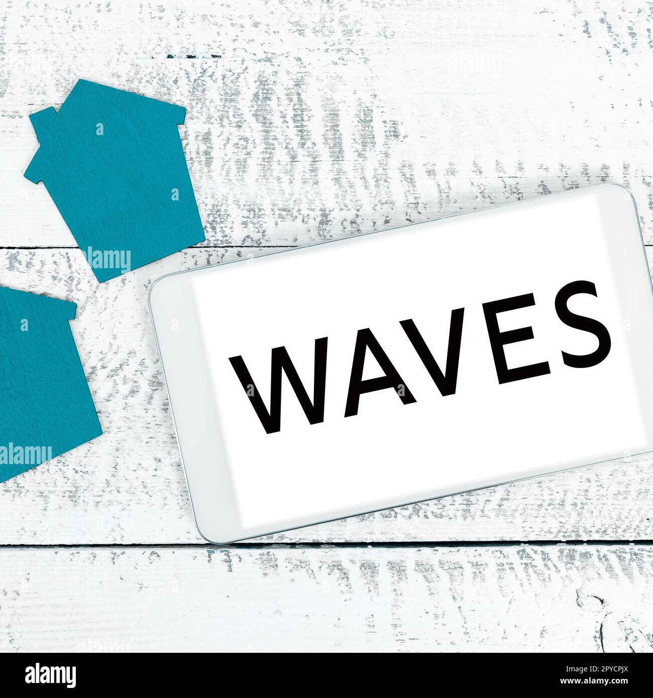 Text sign showing Waves. Business showcase move ones hand to and fro in greeting or as signal Hair style Water Stock Photo