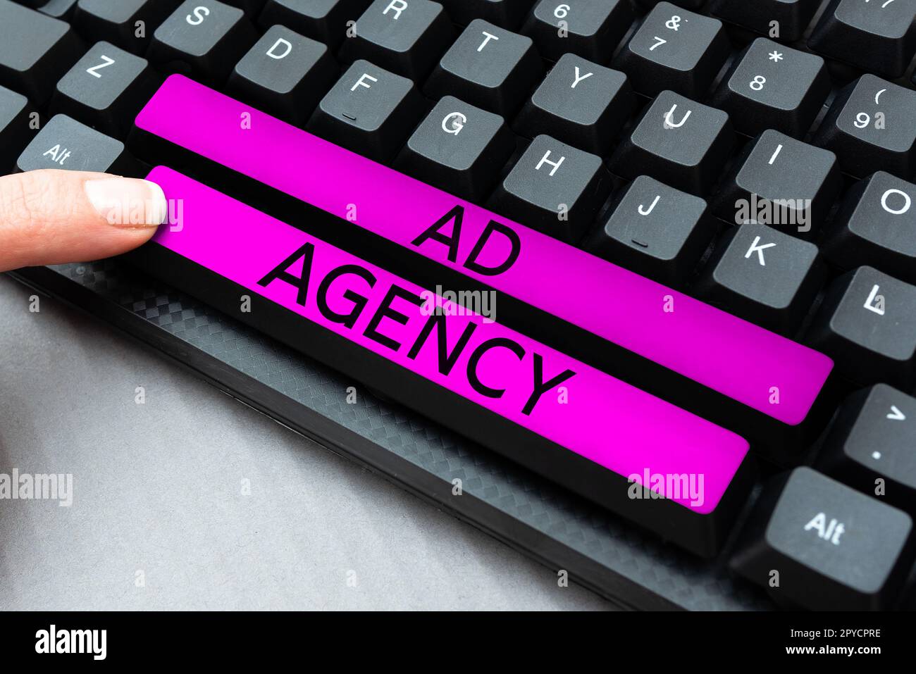 Inspiration showing sign Ad Agency. Word for business dedicated to creating planning and handling advertising Stock Photo