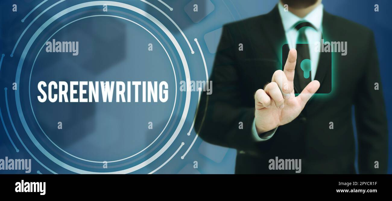 Conceptual caption Screenwriting. Concept meaning the art and craft of