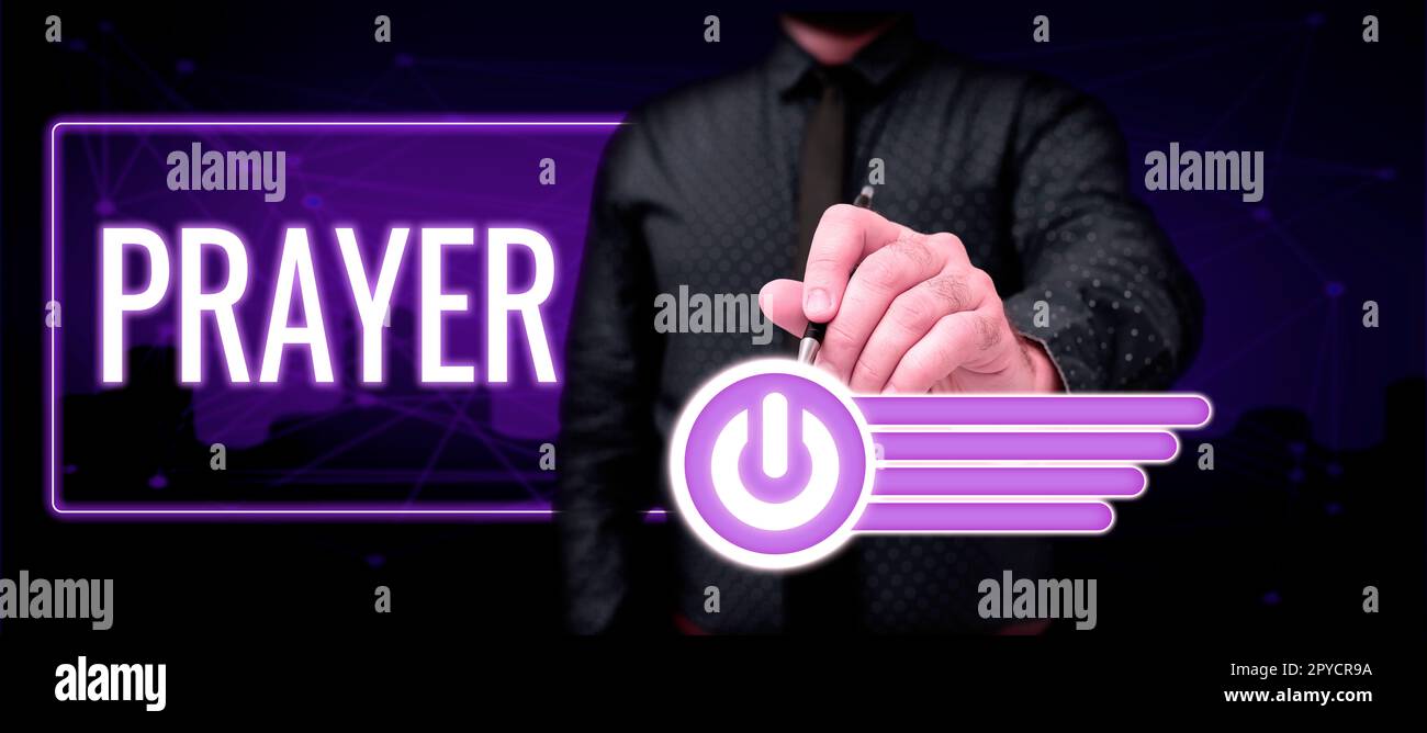 Conceptual display Prayer. Business concept solemn request for help or expression of thanks addressed to God Stock Photo