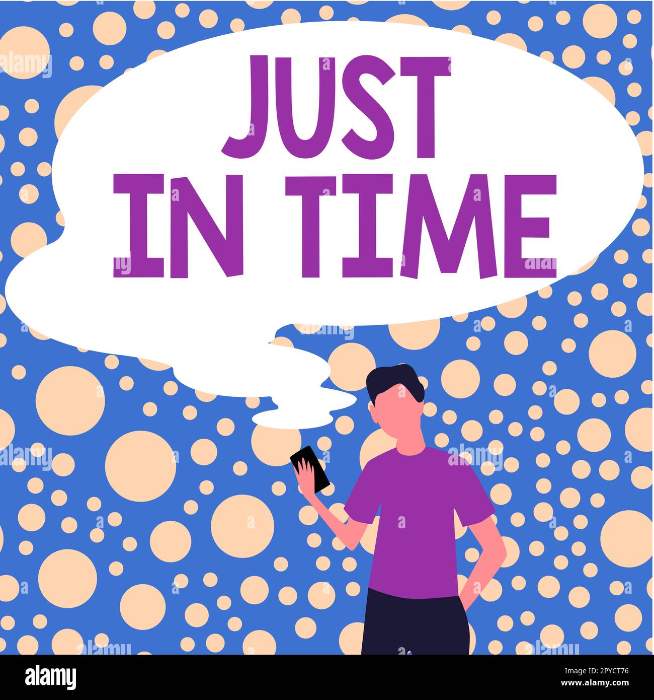Writing displaying text Just In Time. Concept meaning Arriving exactly ...