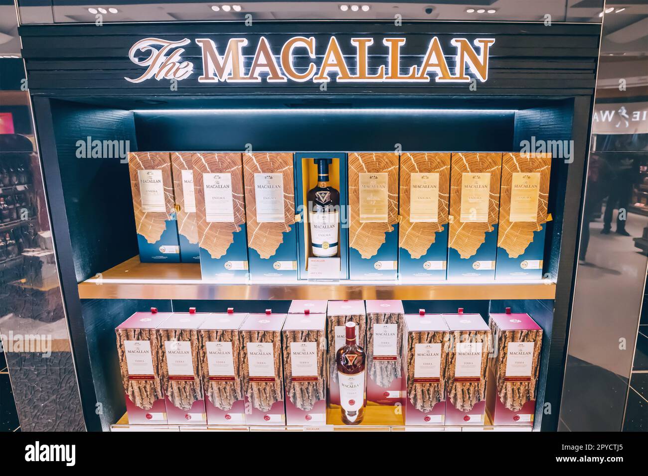 20 January 2023, Dubai, UAE Macallan malt whiskey for sale at airport