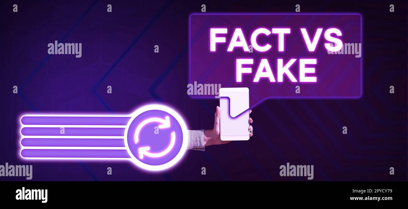 Sign displaying Fact Vs Fake. Business showcase Is it true or is false doubt if something is real authentic Stock Photo