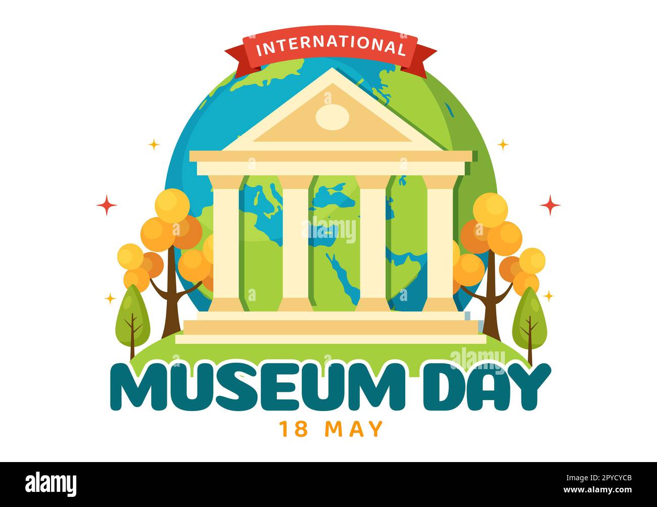 International Museum Day on May 18 Illustration with Building Gallery or Artworks in Flat Cartoon Hand Drawn for Web Banner or Landing Page Templates Stock Photo