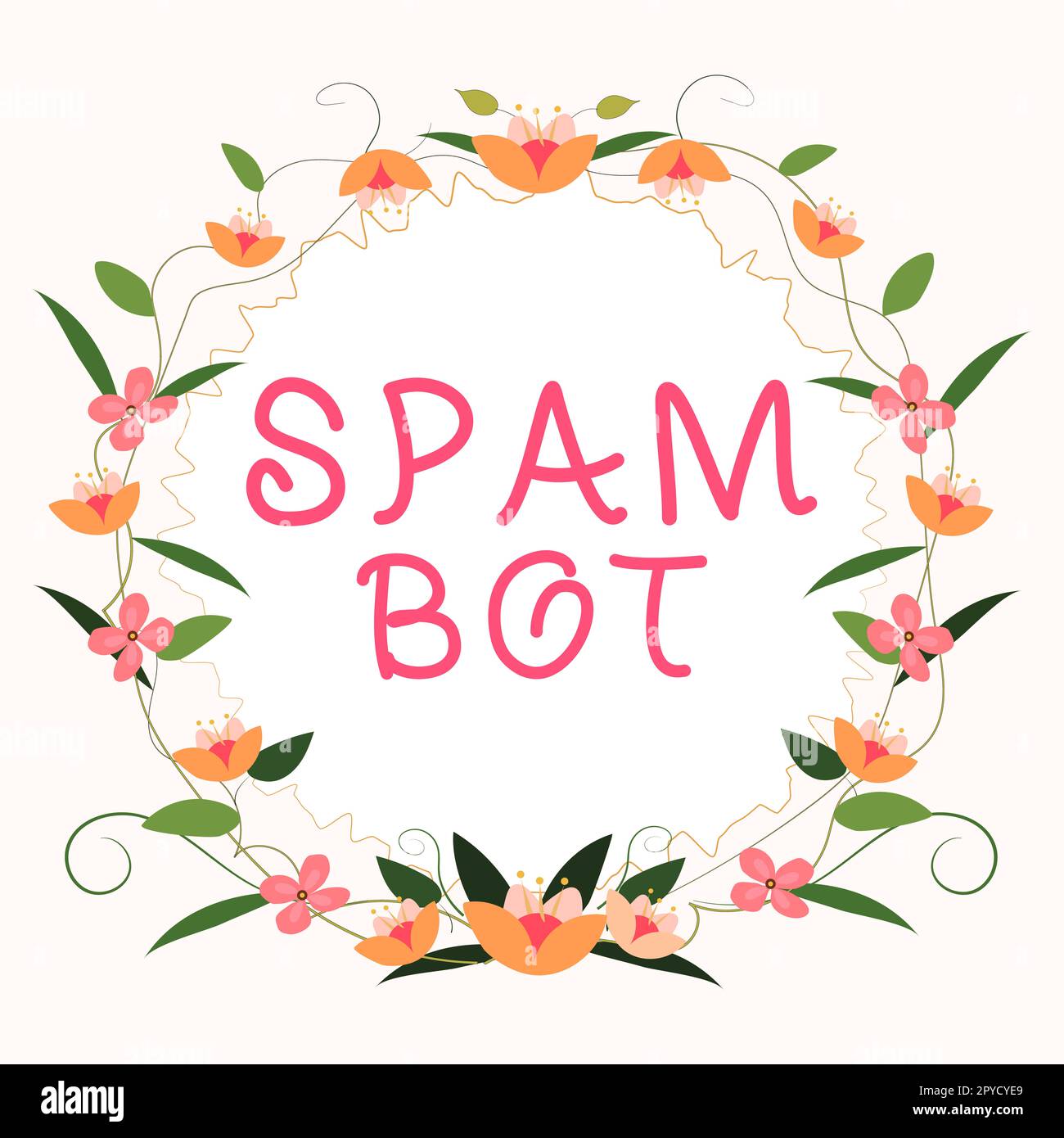 Conceptual display Spam Bot. Word for autonomous program on the Internet that sends spam to users Stock Photo