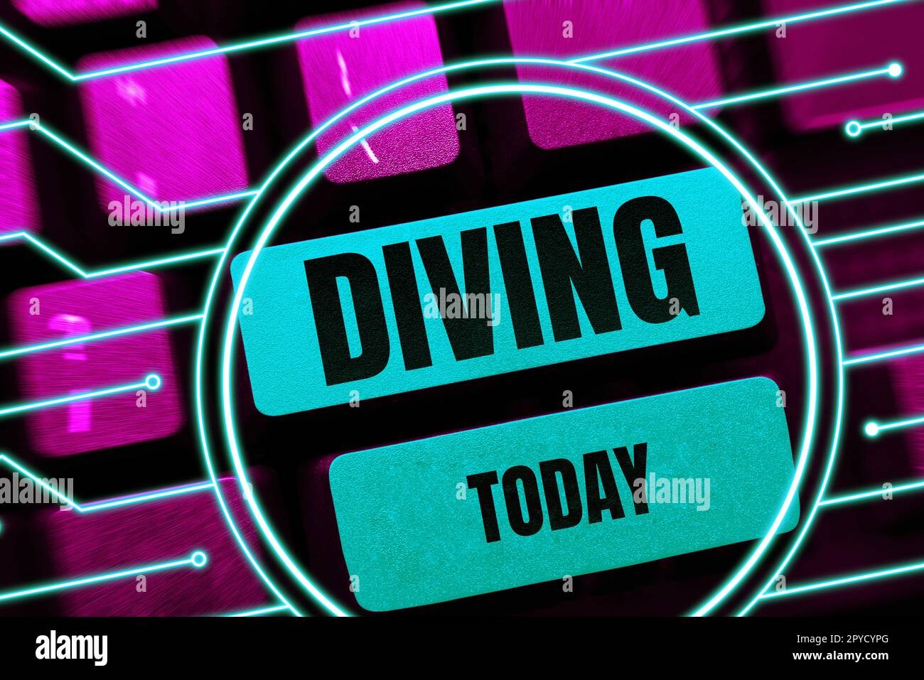 Text caption presenting Diving. Business approach sport or activity of swimming into water using oxygen and suit Stock Photo