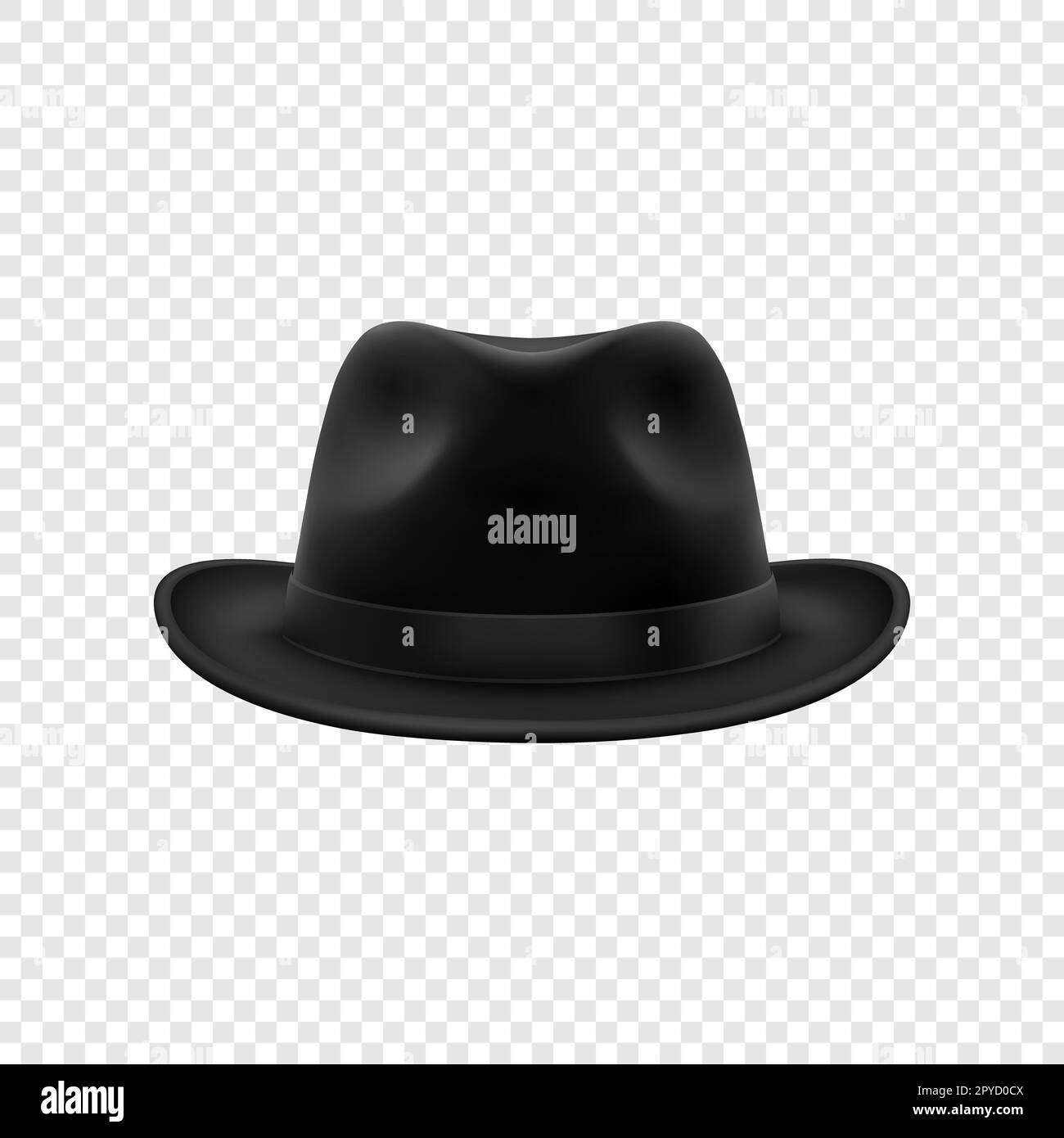 Vector 3d Realistic Black Vintage Classic Gentleman Hat, Cap Icon Closeup Isolated. Front View
