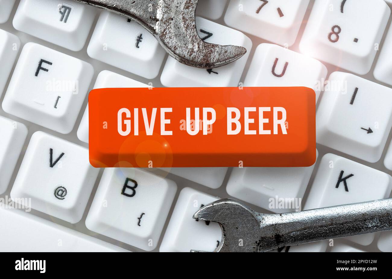 Inspiration showing sign Give Up Beer. Business concept Stop drinking alcohol treatment for addiction healthy diet Stock Photo