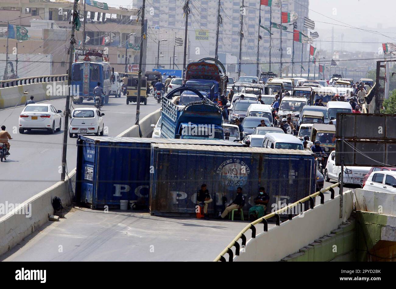 Karachi, Pakistan, 03/05/2023, View of road closed while security