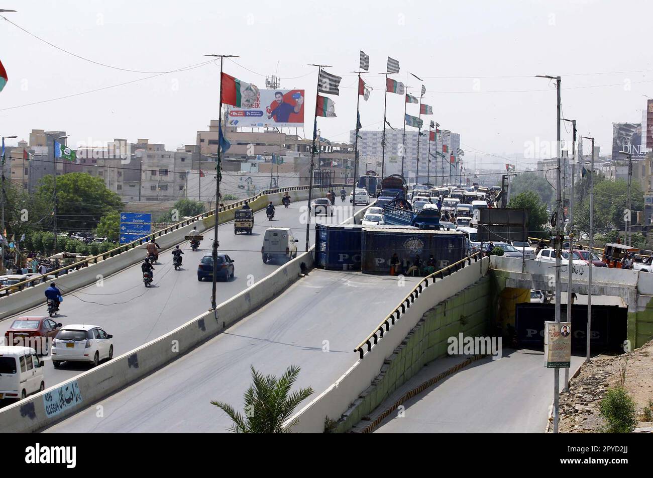 Karachi, Pakistan, 03/05/2023, View of road closed while security
