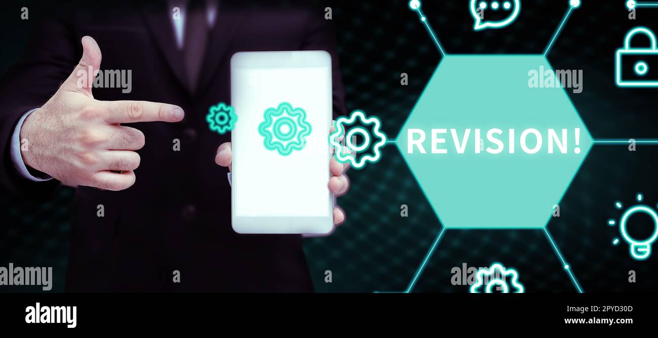 Text sign showing Revision. Word for action of revising over someone ...