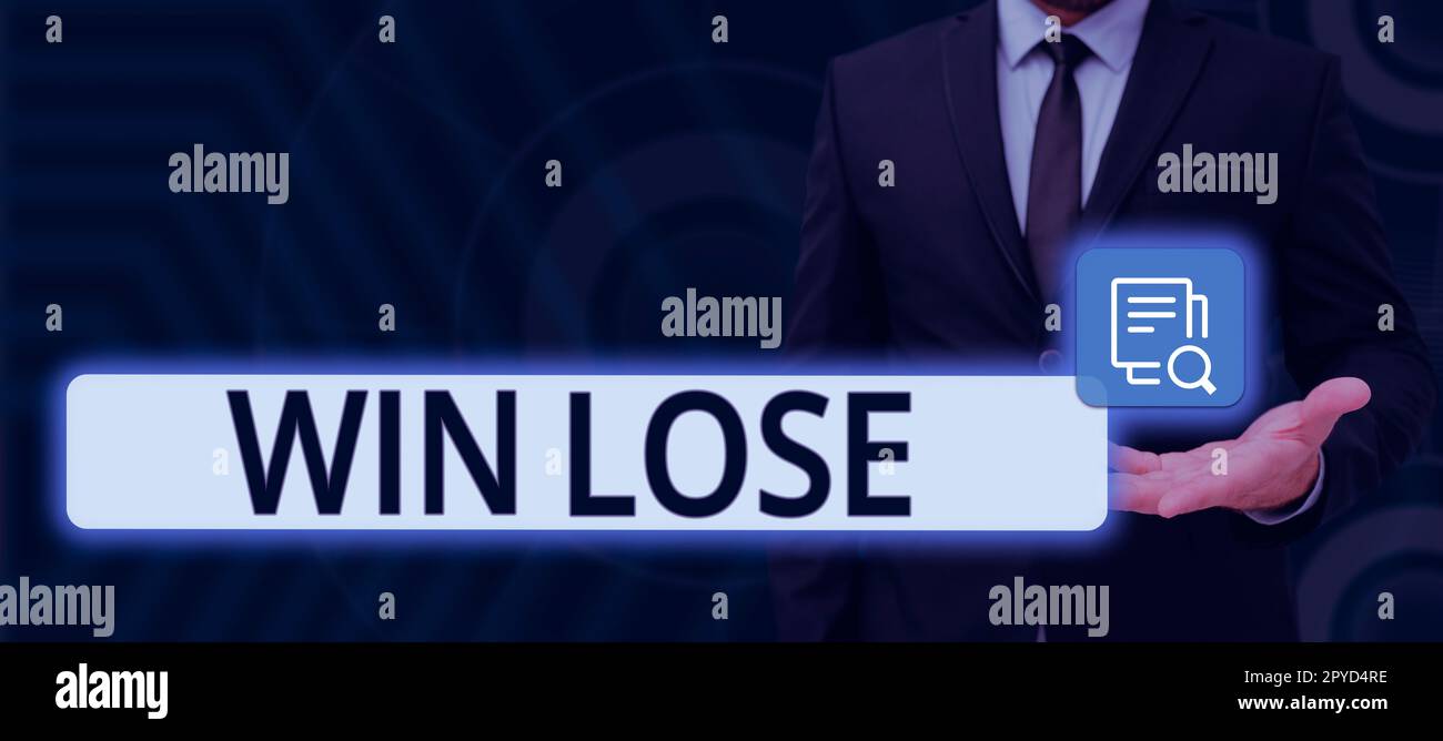 Text sign showing Win Lose. Internet Concept Compare possibilities what if everything goes well or wrong Stock Photo