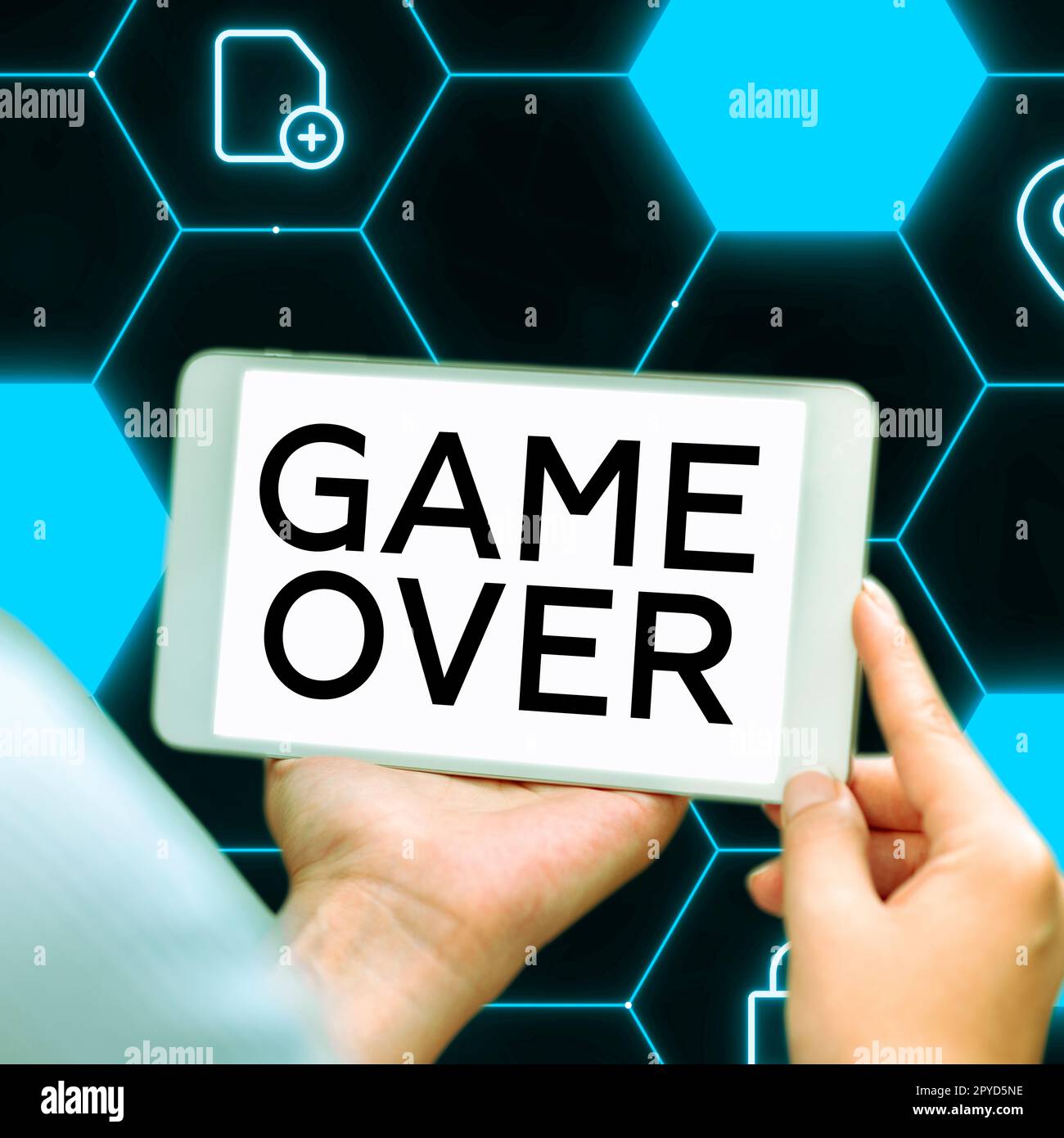 Text sign showing Game Over. Business idea A situation in a particular sport that reach his finals or ending Stock Photo