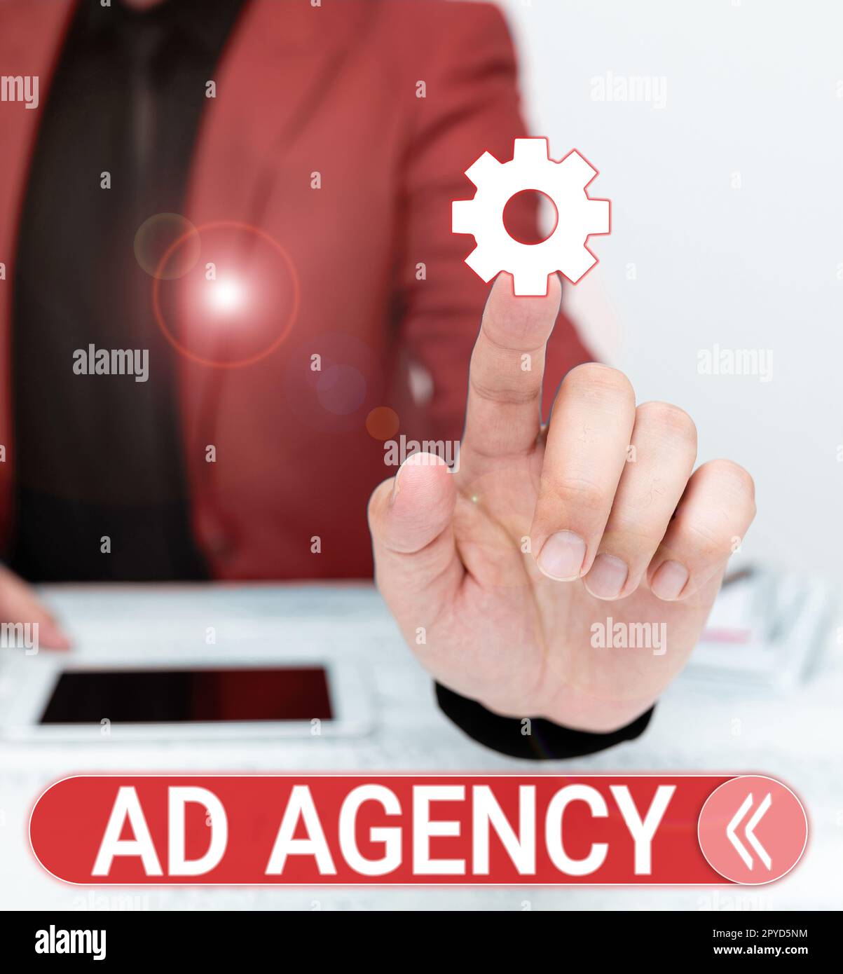 Text sign showing Ad Agency. Word for business dedicated to creating planning and handling advertising Stock Photo