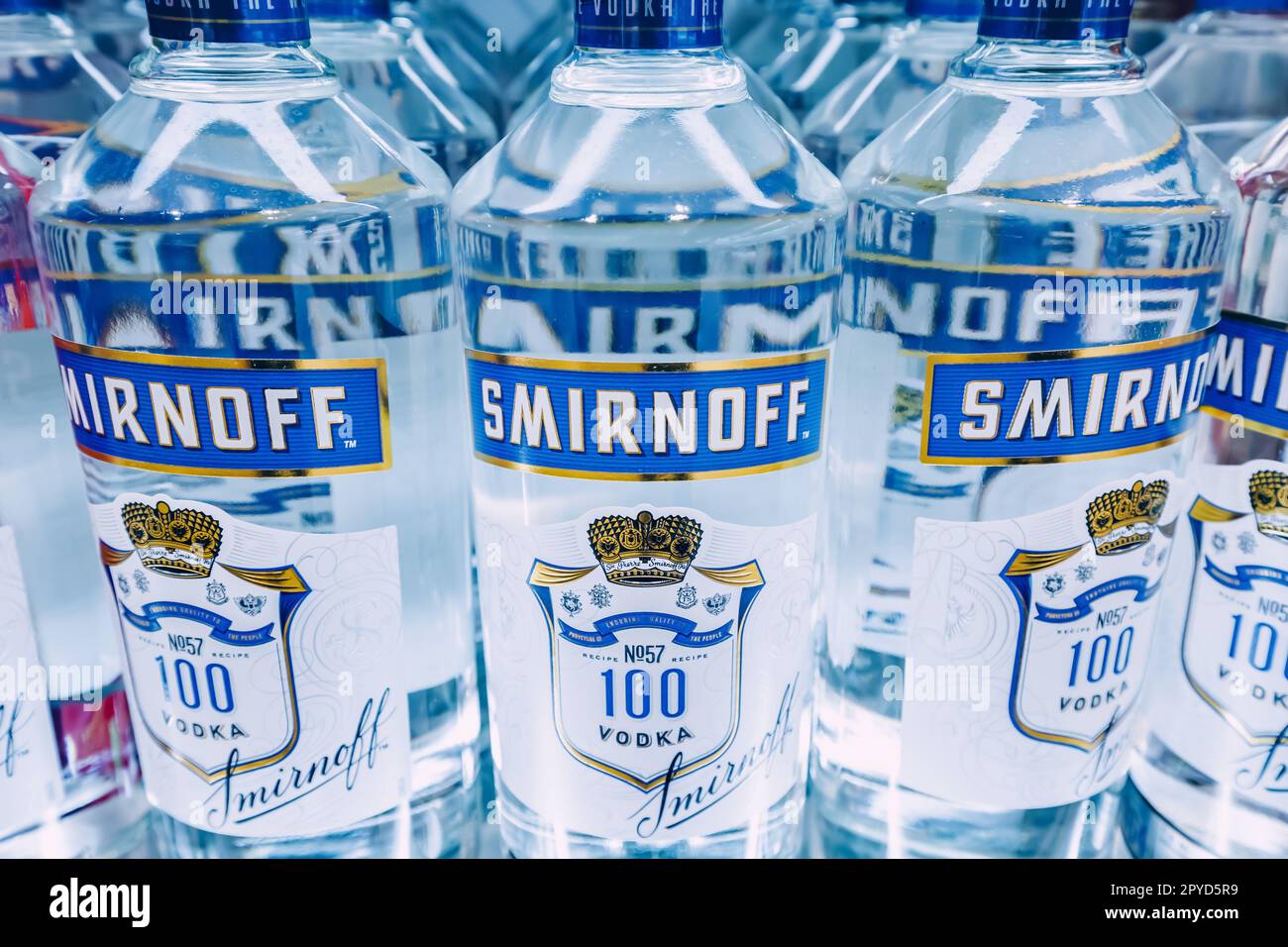 20 January 2023, Dubai, UAE Smirnoff brand of Russian vodka many