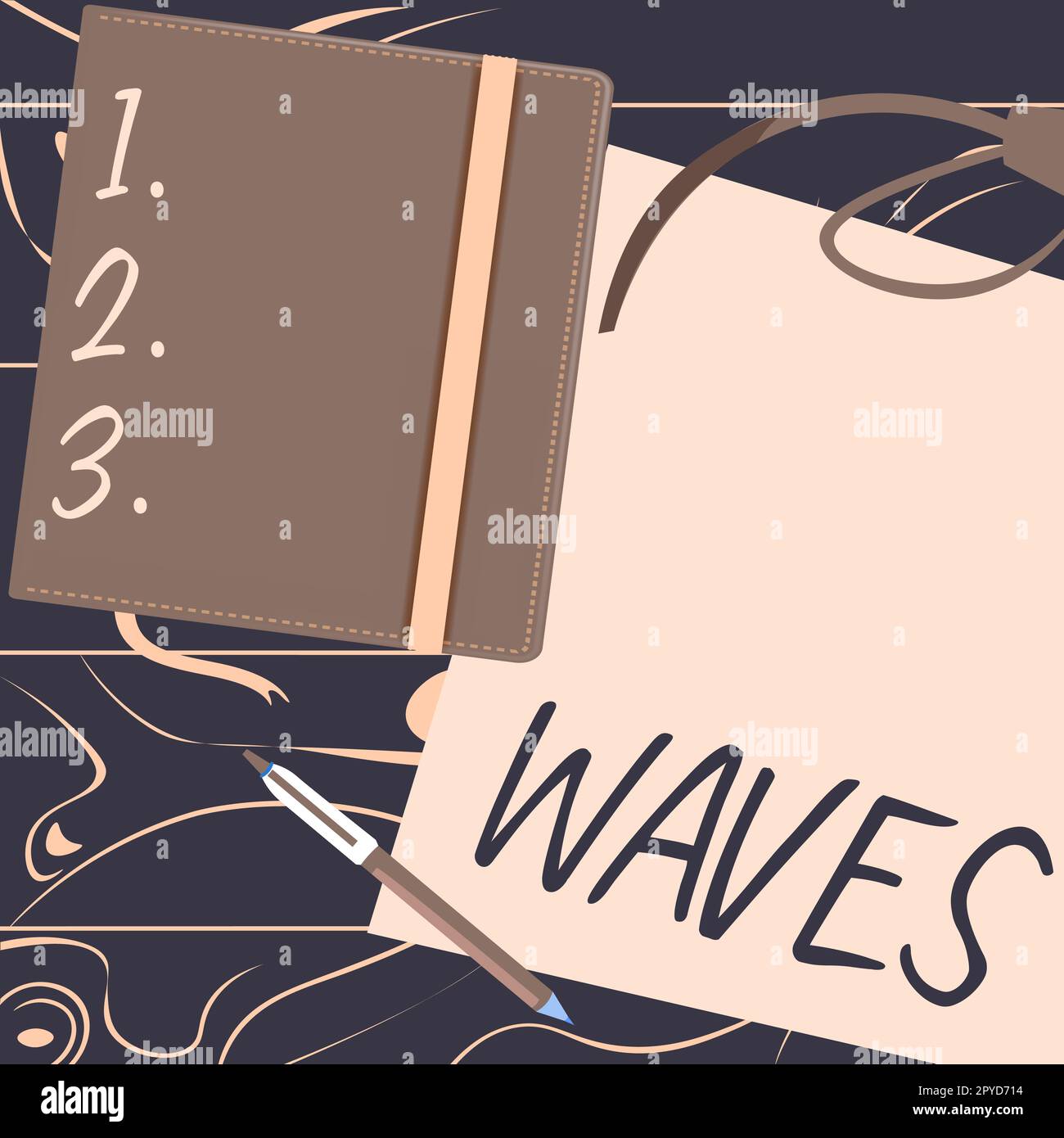Text sign showing Waves. Business concept move ones hand to and fro in greeting or as signal Hair style Water Stock Photo