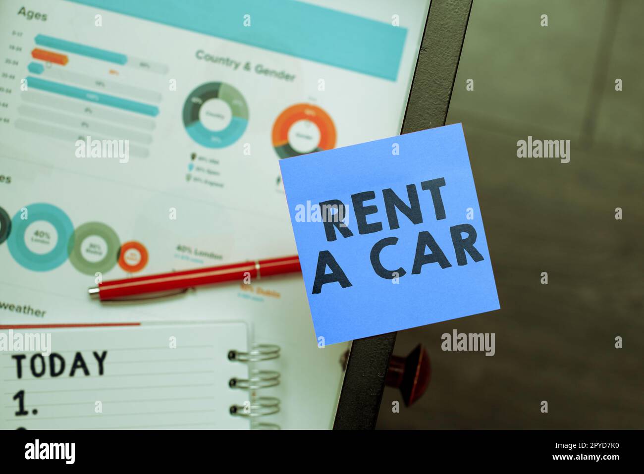 Hand writing sign Rent A Car. Conceptual photo paying for temporary vehicle usage from one day to months Stock Photo