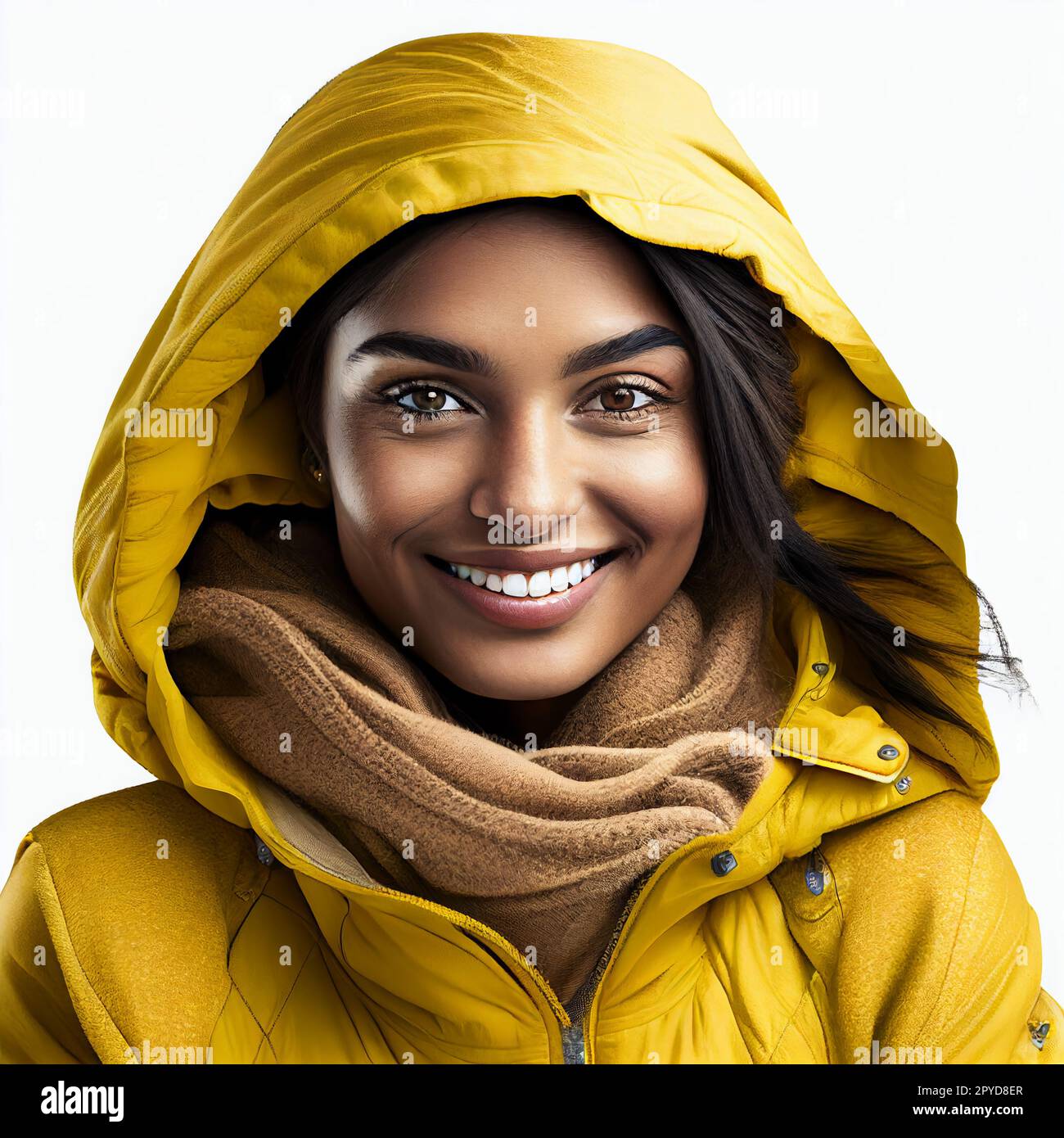 Attractive Indian, Pakistani, mixed race girl in winter clothes