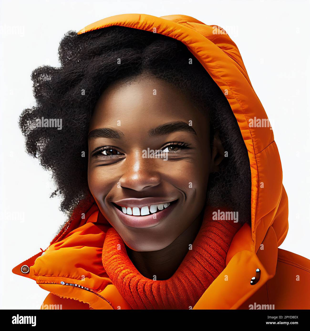 Attractive african american, mixed race girl in winter clothes isolated ...