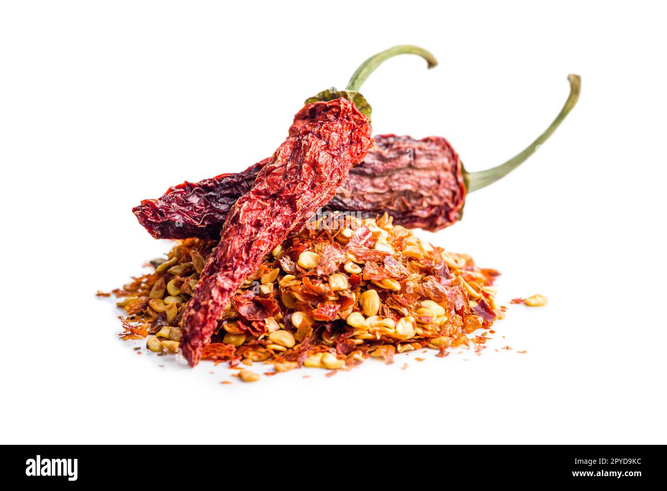 Dry chili pepper flakes. Crushed red peppers isolated on white background Stock Photo Alamy