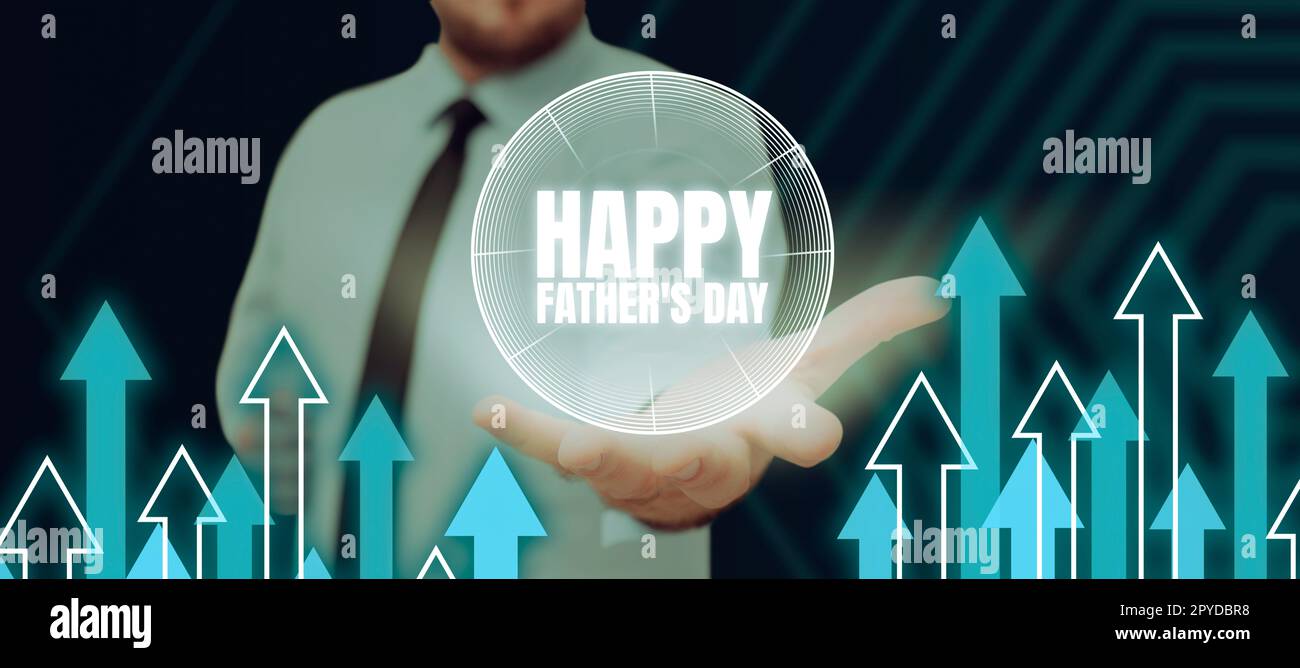 Inspiration showing sign Happy Father's Day. Business showcase time of year to celebrate fathers ...