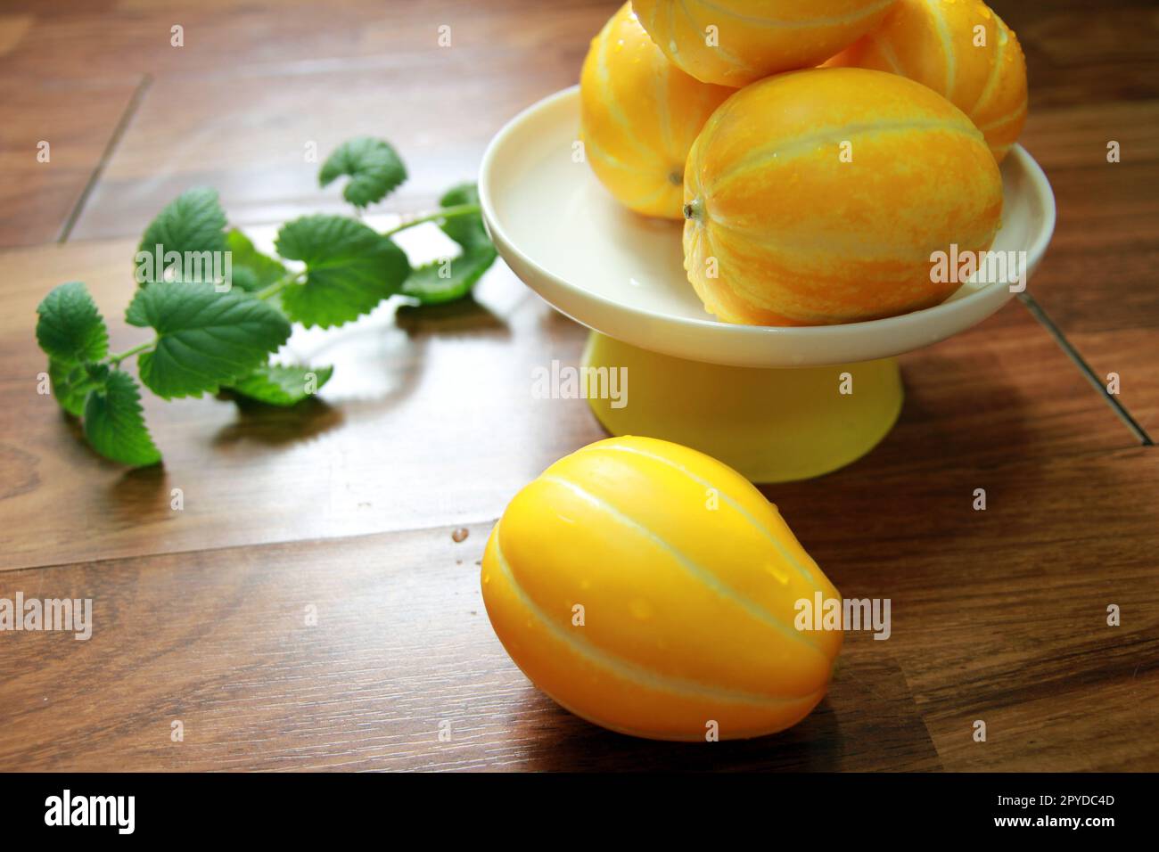 Sweet and crunchy Korean specialty Seongju melon summer fruit concept