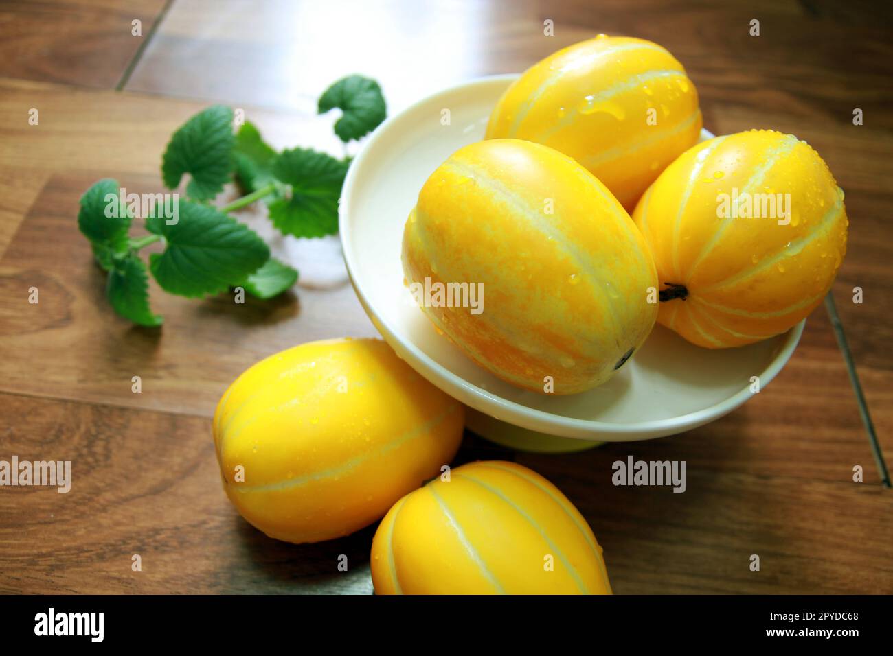 Sweet and crunchy Korean specialty Seongju melon summer fruit concept