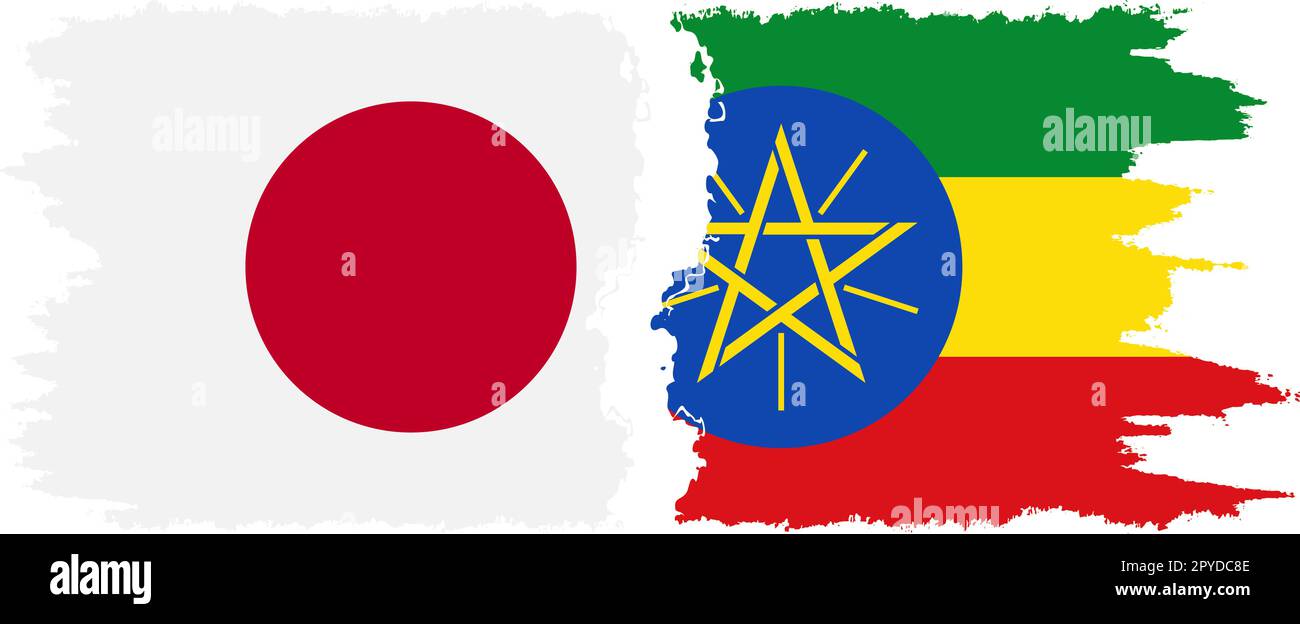 Ethiopia and Japan grunge flags connection, vector Stock Vector Image
