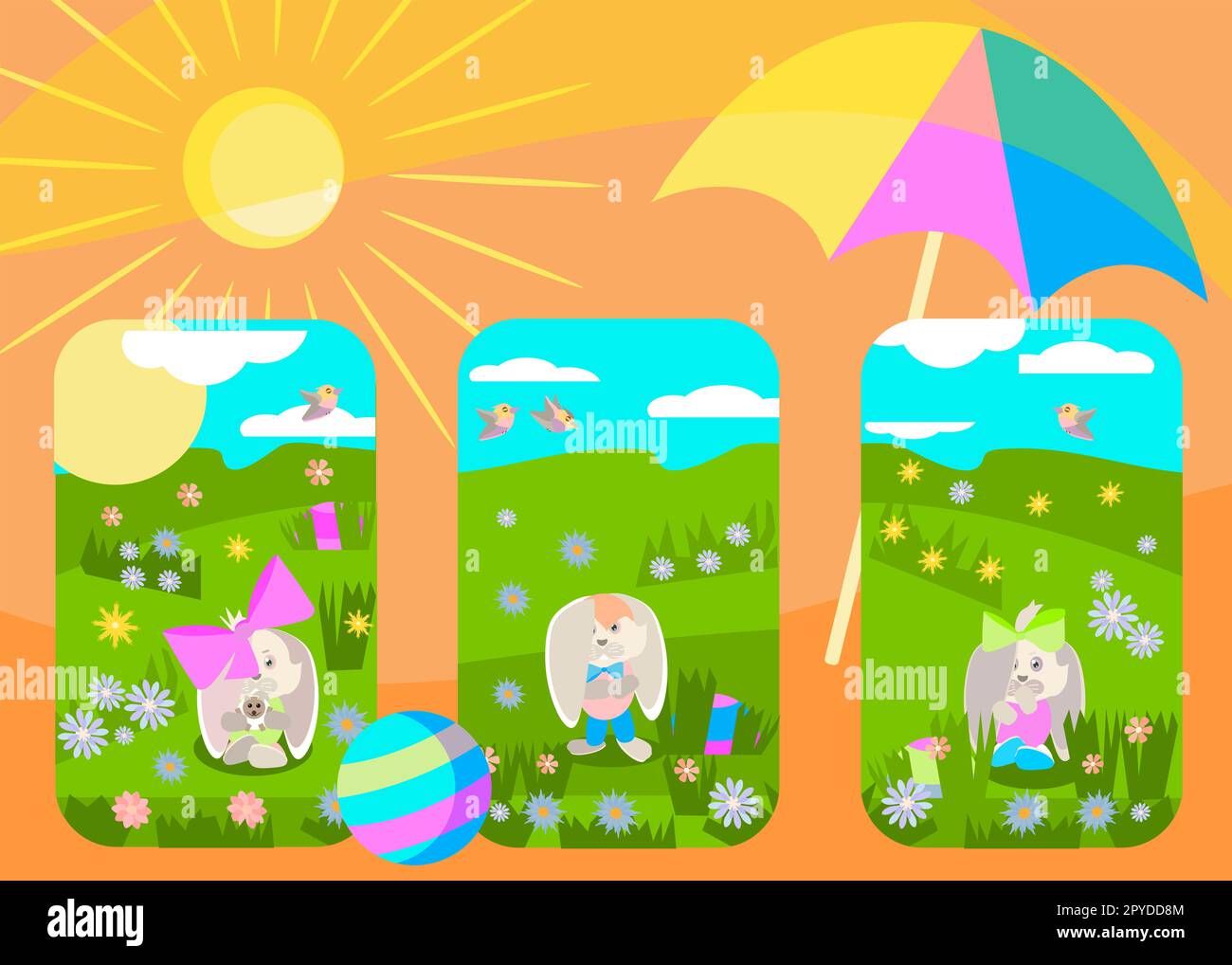 rabbits sunbathe and play under the bright sun in a clearing for