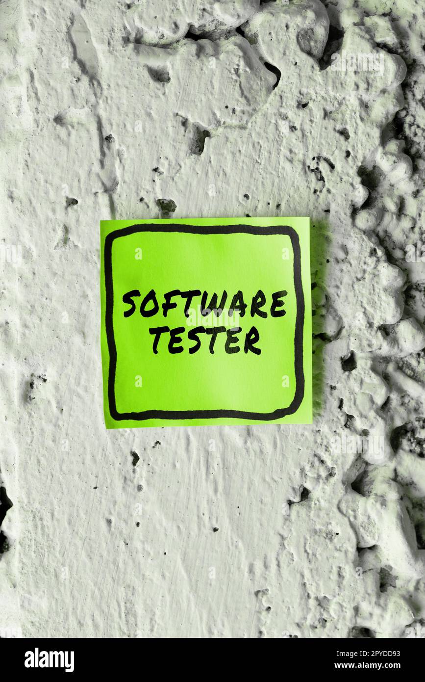 Conceptual caption Software Tester. Business showcase implemented to protect software against malicious attack Stock Photo