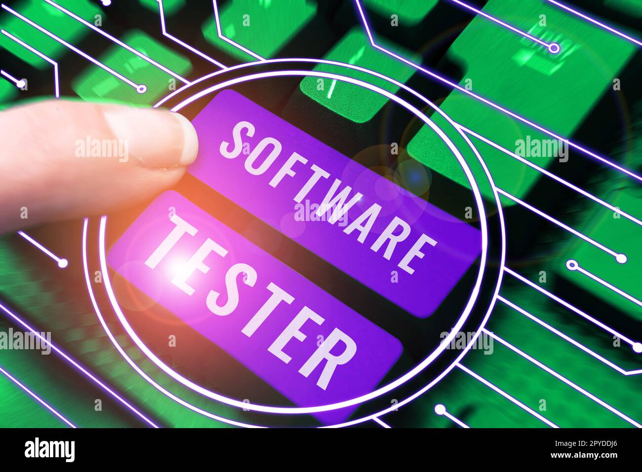 Sign displaying Software Tester. Word for implemented to protect software against malicious attack Stock Photo
