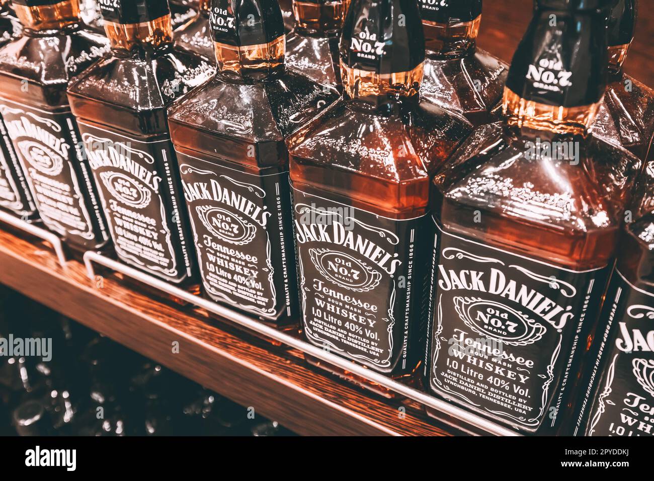 12 January 2023, Izmir, Turkey Jack Daniels famous whiskey brand on a