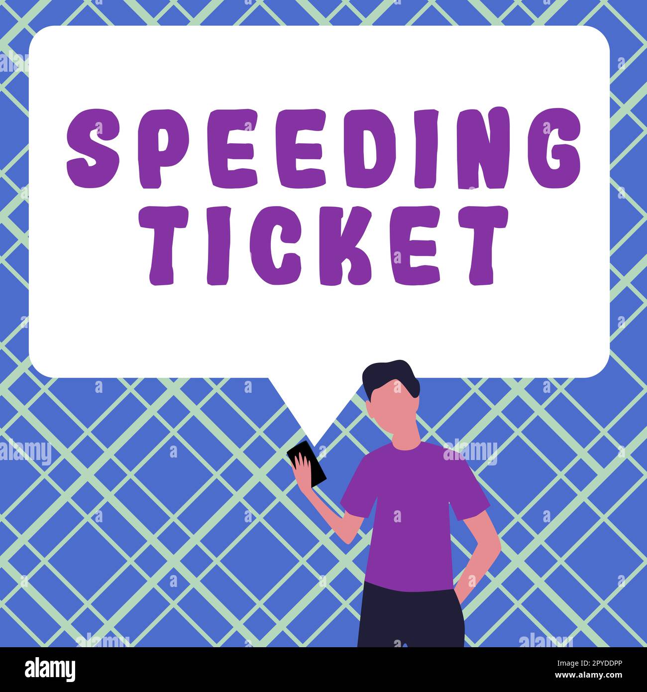 Sign displaying Speeding Ticket. Business idea psychological test for the maximum speed of performing a task Stock Photo