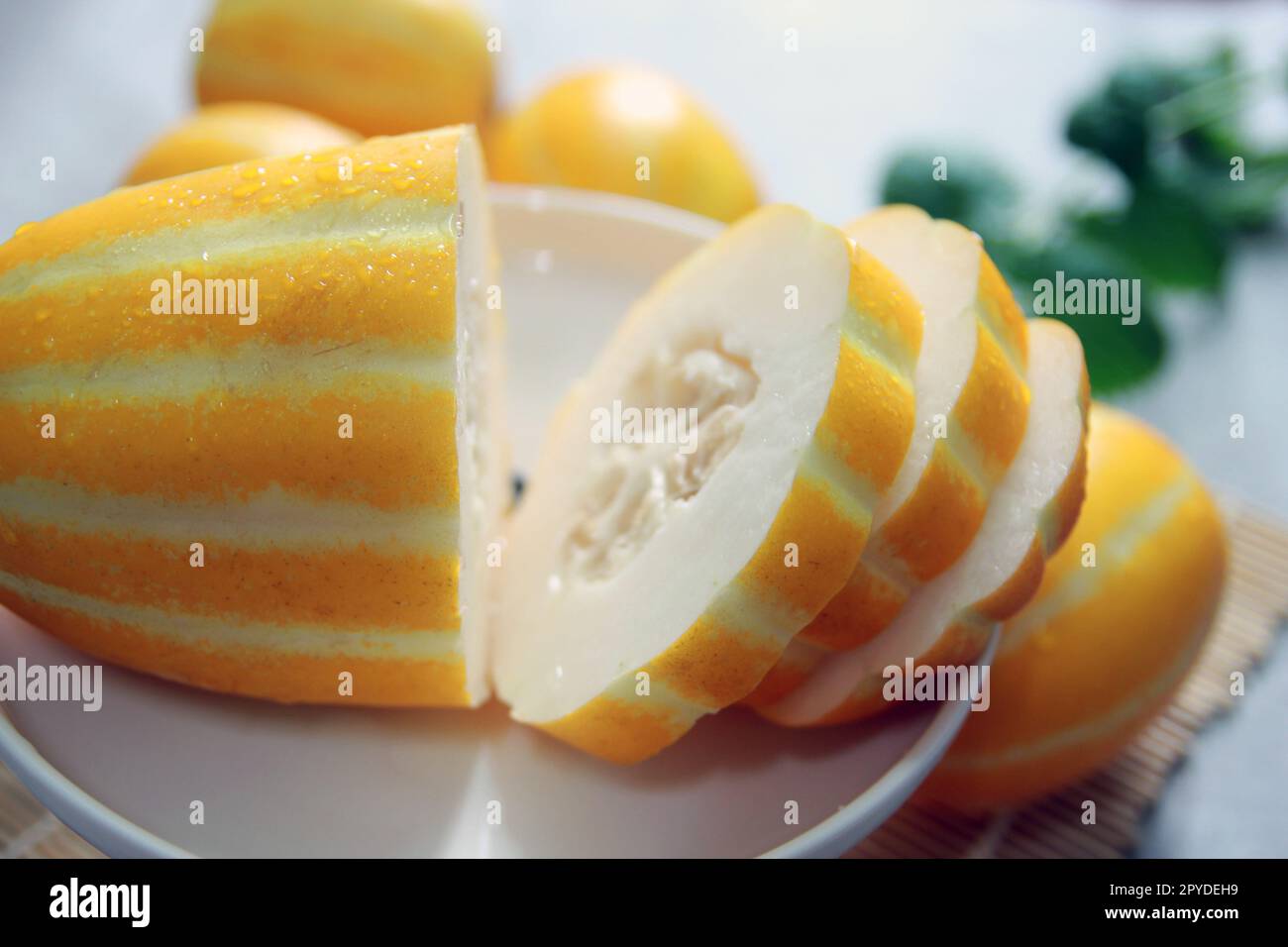 Sweet and crunchy Korean specialty Seongju melon summer fruit concept