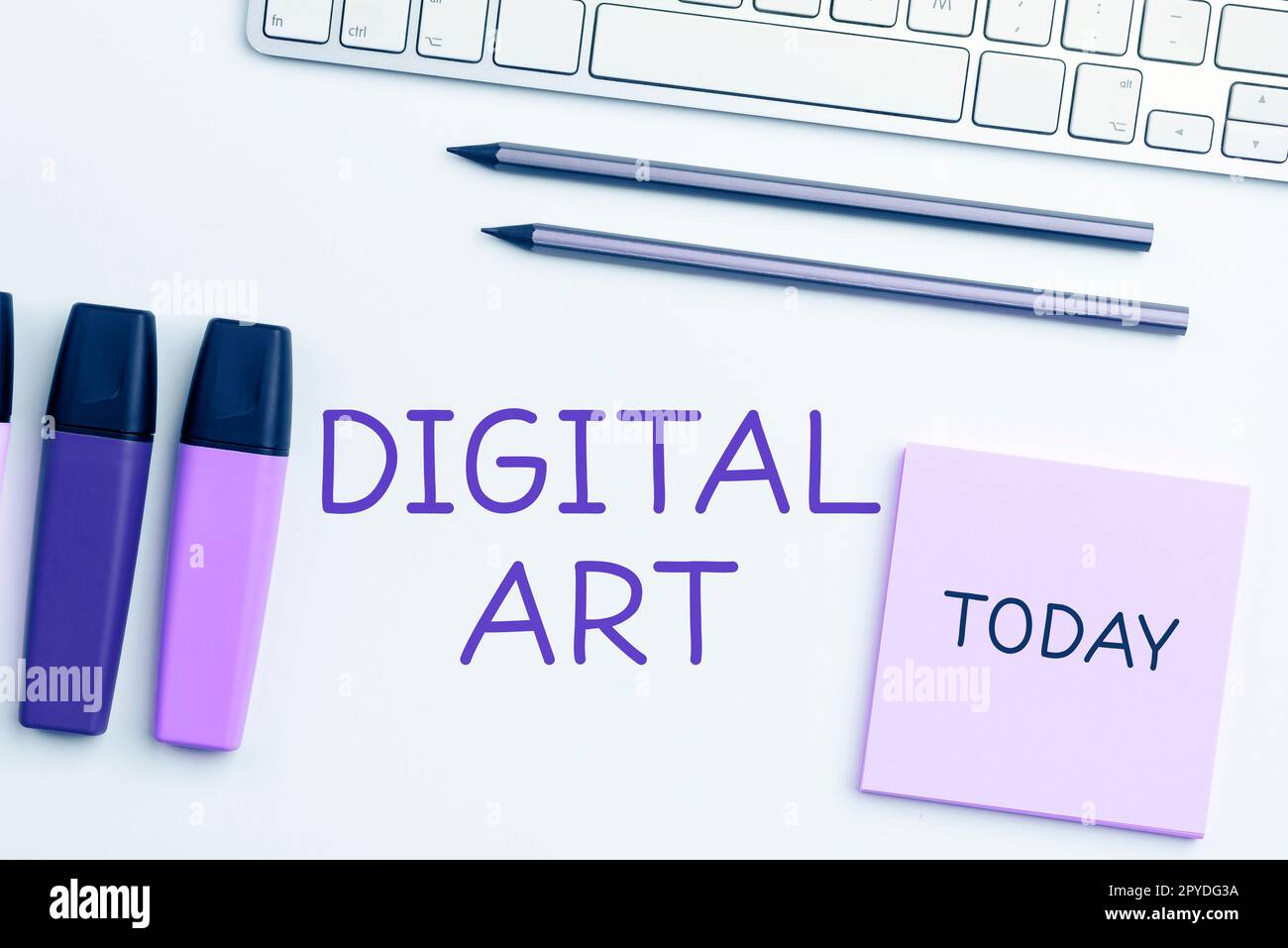 Handwriting text Digital Art. Business overview use of skill and creative imagination characterized by computerized technology Stock Photo