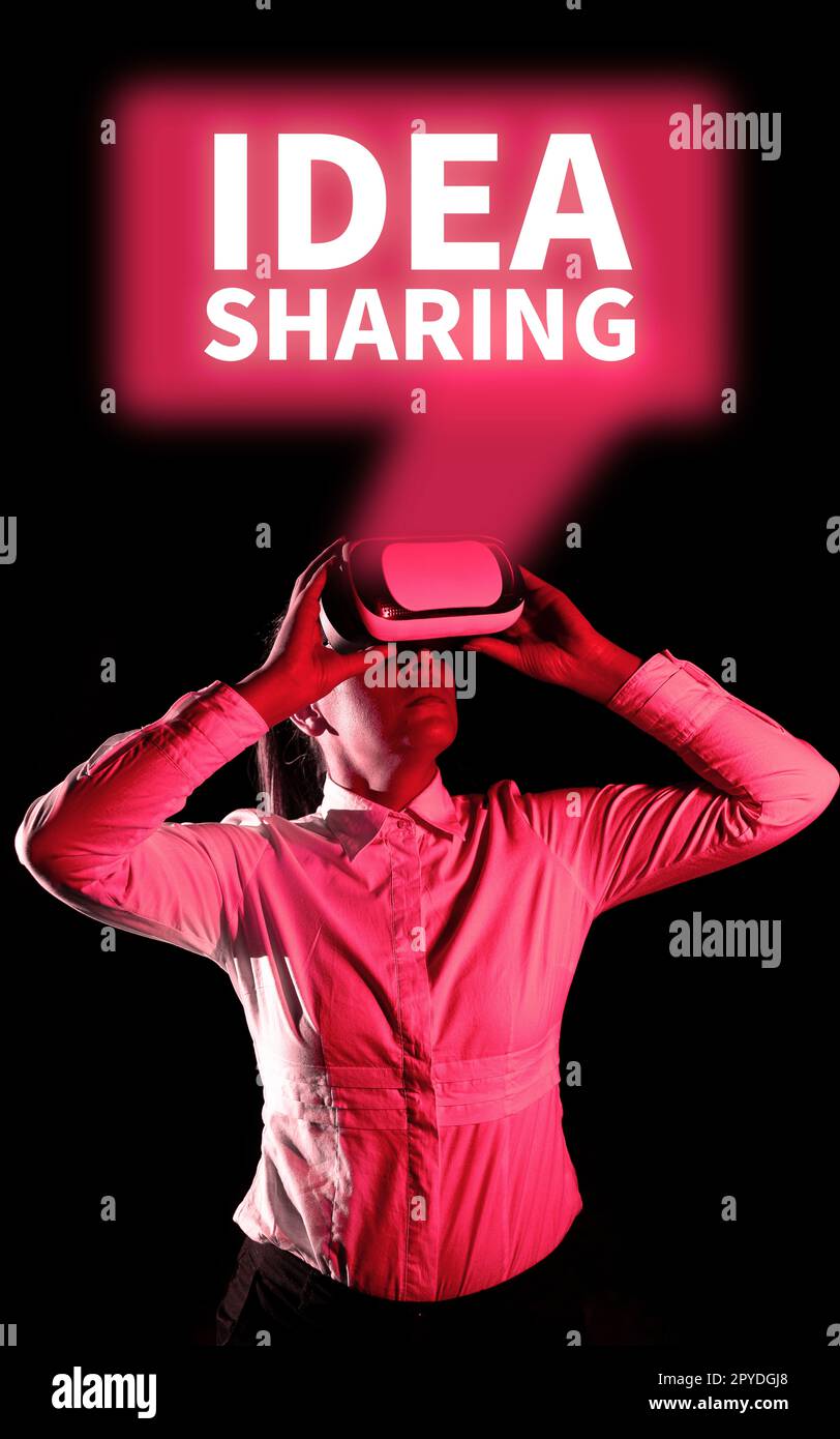 Text caption presenting Idea Sharing. Concept meaning Startup launch innovation product, creative thinking Stock Photo
