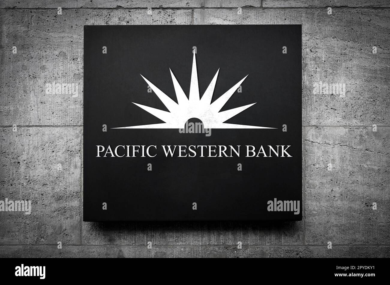 Pacific Western Bank - company logo on wall Stock Photo